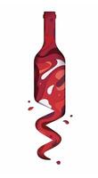 Decorative vivid wine with splash corkscrew carved on white paper with colorful abstract graphics on the background vector