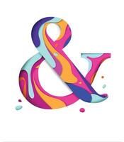 Decorative vivid symbol and with splash carved on white paper with colorful abstract graphics on the background vector