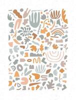 Geometric abstract unique handmade shapes drawing in light brown tones vector