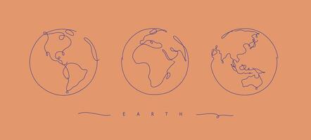 Hand drawing globe freehand sketch in pen line style on salmon color background vector