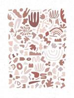 Geometric abstract unique handmade shapes drawing in light brown tones vector