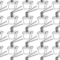 red box with noodles and chopsticks sticking vector