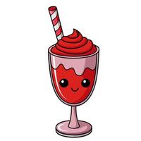 A red milkshake with a straw and a red straw vector