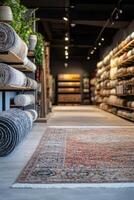 Cozy interior design featuring a plush rug and elegant living space in a modern setting photo
