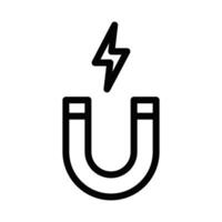 Icon of a magnet with a lightning bolt, representing attraction, power, or electricity. Suitable for technology, science, or energy-themed projects. Editable stroke. vector