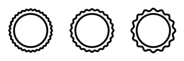 Set of three circular badge outline icons. Great for use in labels, awards, or certification designs. Editable stroke. vector