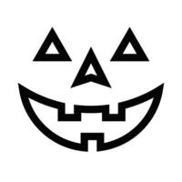 Icon of a Jack-o'-lantern face with a classic triangular-eyed, smiling expression. Perfect for Halloween and autumn-themed projects. Editable stroke. vector