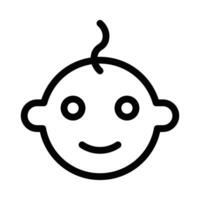 Minimalist icon of a babys face with a smiling expression, symbolizing childhood and happiness. Editable stroke. vector