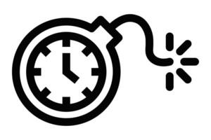 Simple icon of a time bomb, featuring a clock and fuse, symbolizing danger, urgency, and countdown. Editable stroke. vector