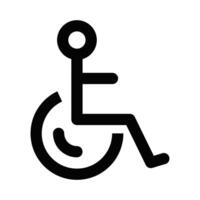 Simple icon of a wheelchair symbol, representing accessibility, disabled services, and inclusivity. Editable stroke. vector