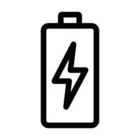 Minimalist icon of a battery with a lightning bolt, representing energy, charging, and power. Editable stroke. vector