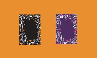 A set of hand drawn halloween theme background image materials. There are Skeleton Bat Bone Crystal above vector