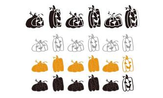 A set of hand drawn halloween theme pattern image materials. Colorful Pumpkin patterns vector