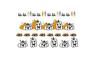 A set of hand drawn halloween theme pattern image materials.Pumpkin, candle, Eye patterns vector