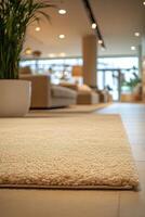 Cozy interior design featuring a plush rug and elegant living space in a modern setting photo