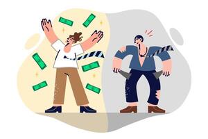 Problem of social inequality in society and large difference in income between rich and poor people vector