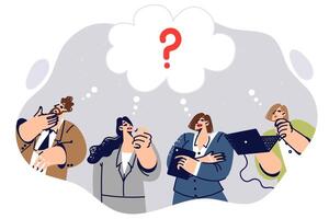 Business people are thinking about problem together and need help to solve issue vector