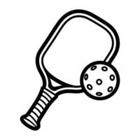 Line Drawing of Classic Paddleball Racket with Ball vector