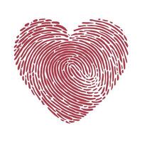 Red fingerprint heart shape illustration vector