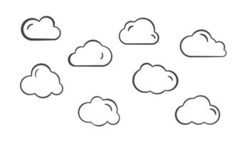 Clouds line icons set on white background vector
