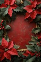 Beautiful poinsettia flowers arranged for festive decoration in a warm indoor setting photo