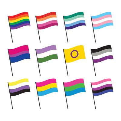 LGBTQIA pride flag flat design icon set. Pride month concept.