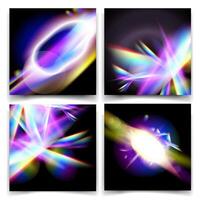 Creative Abstract rainbow refraction glow with overlay effect on black background templates set. Rainbow crystal light leak flare reflection effect Trendy backgrounds. illustration vector