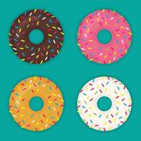 Four donuts with sprinkles on a blue background vector