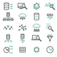 Simple set of big data, database, cloud computing, server, network vector