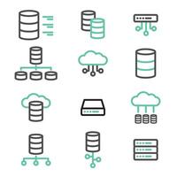 Simple set of database, server line icons. Elements for computer, web, apps and mobile concept vector