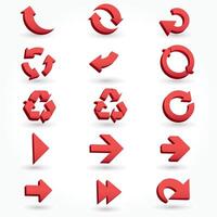 Various red arrows on a white background vector