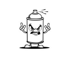 A cartoon spray can character with an angry face vector