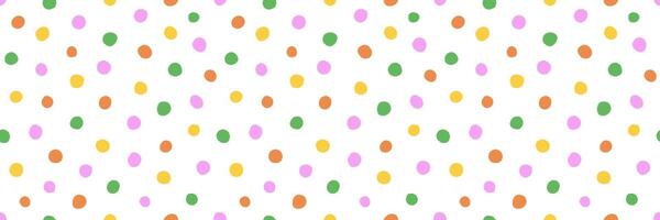 Colorful seamless pattern set of hand drawn polka dots. Trendy design with abstract shapes, simple and playful doodle wallpaper print vector
