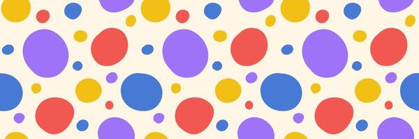 Colorful seamless pattern of hand drawn, simple and freehand spots and circles, background wallpaper print vector