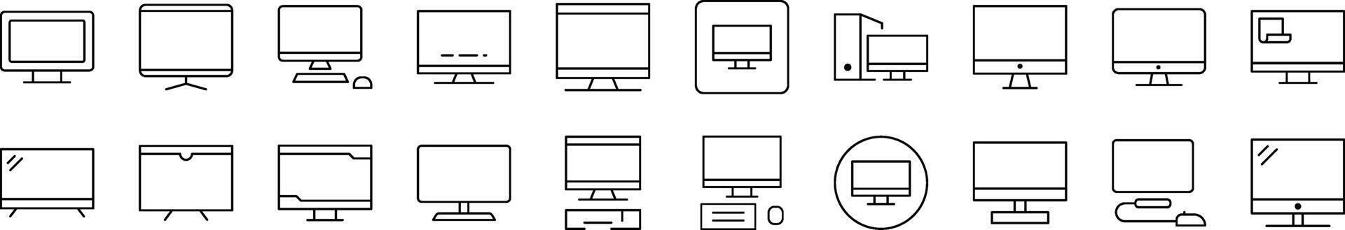 sencillo lineal icono de computadora. editable ataque. minimalista lineal pictograma para diseño de tarjetas, aplicaciones, pancartas, publicaciones vector