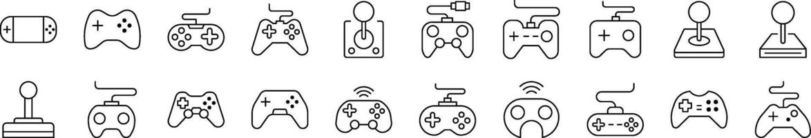 Set of Line Icons of Joystick. Editable Stroke. Minimalistic Linear Pictogram for Design of Cards, Apps, Banners, Posts vector