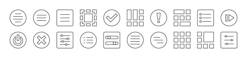 Bundle of Line Icons of Interface. Editable Stroke. Minimalistic Linear Pictogram for Design of Cards, Apps, Banners, Posts vector