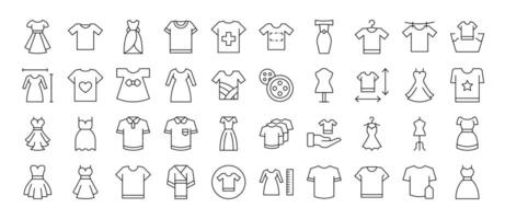 Dresses and T Shirts Thin Icons Collection. Editable Stroke. Suitable for Web Sites, Books, Cards, Apps vector