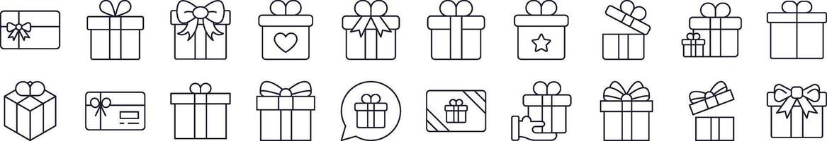 Giftbox, Box for Present Line Icon Collection. Editable Stroke. Minimalistic Linear Pictogram for Design of Cards, Apps, Banners, Posts vector