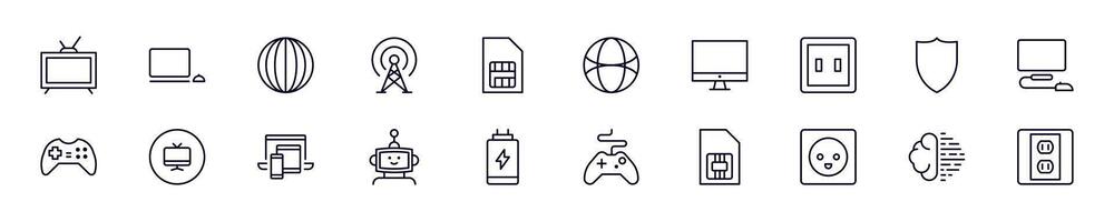 Electronics Symbols drawn with black thin line. Editable stroke. Simple linear illustration that can be used as a design element for apps and websites vector