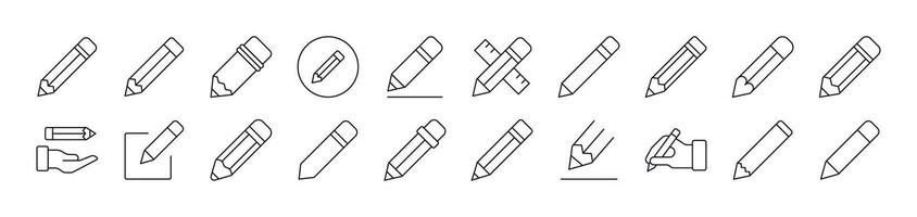 Set of Line Icons of Pen. Editable Stroke. Minimalistic Linear Pictogram for Design of Cards, Apps, Banners, Posts vector