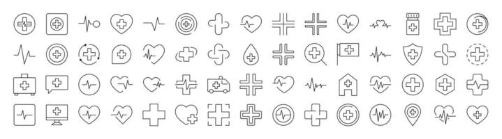 Medical Cross Related Line Icons for Web Sites, Books, Cards, Apps. Editable Stroke. Suitable for Web Sites, Books, Cards, Apps vector