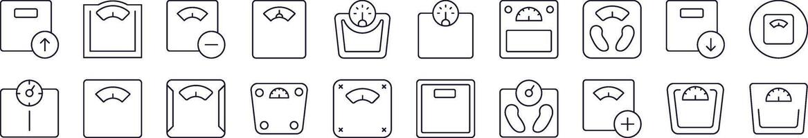 Collection of Line Icons of Floor Scale. Editable Stroke. Minimalistic Linear Pictogram for Design of Cards, Apps, Banners, Posts vector