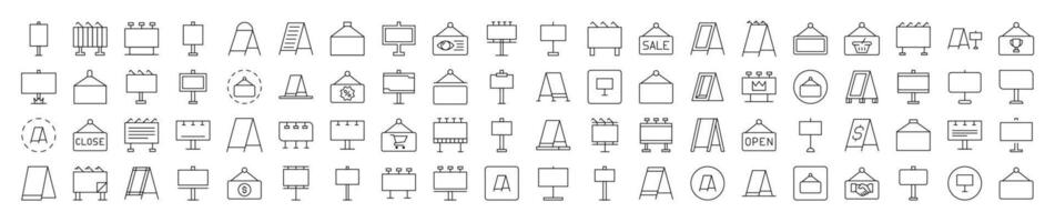Simple Linear Icon of Sandwich Panel, Billboard, Signboard. Editable Stroke. Minimalistic Linear Pictogram for Design of Cards, Apps, Banners, Posts vector