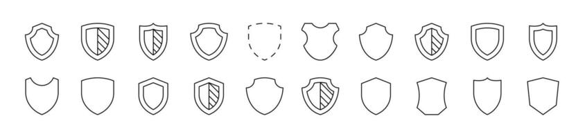 Simple Linear Icon of Shield. Editable Stroke. Minimalistic Linear Pictogram for Design of Cards, Apps, Banners, Posts vector