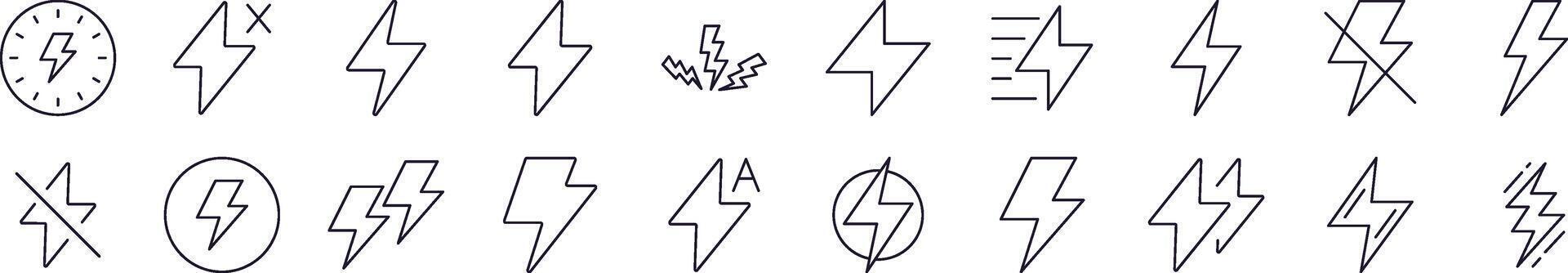 Simple Linear Icon of Lightning. Editable Stroke. Minimalistic Linear Pictogram for Design of Cards, Apps, Banners, Posts vector