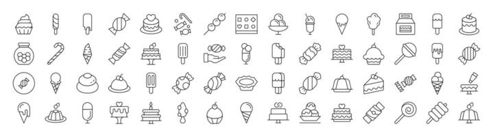 Pastry, Sugary Food and Desserts Collection of Thin Icons. Editable Stroke. Suitable for Web Sites, Books, Cards, Apps vector