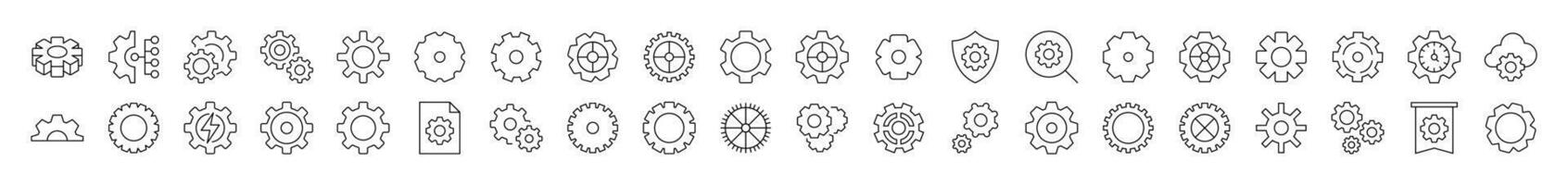 Mechanism and Settings Outline Style Icons for Design, Cards, Apps, Social Networks vector