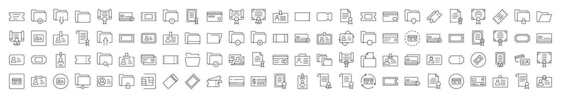 Documents Icon Collection. Contains Icons of Documents, Cards, Awards, Folders, Badges that Can Be Used for Design of Cards, Posts, Apps, Web Sites vector