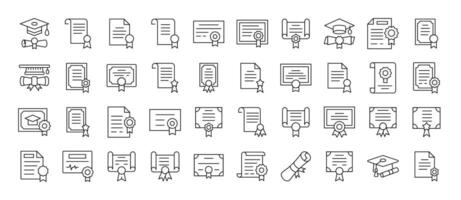 Award, Diploma, Certificate Bundle of Thin Icons. Editable Stroke. Suitable for Web Sites, Books, Cards, Apps vector